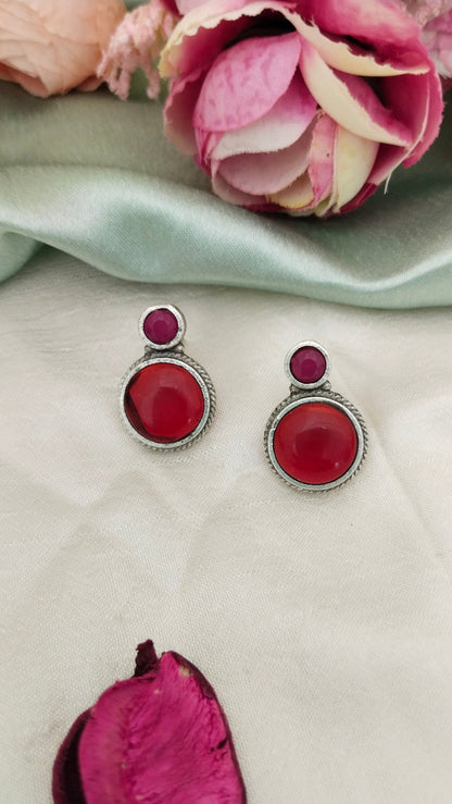 Silver Replica red monalisa stone stud