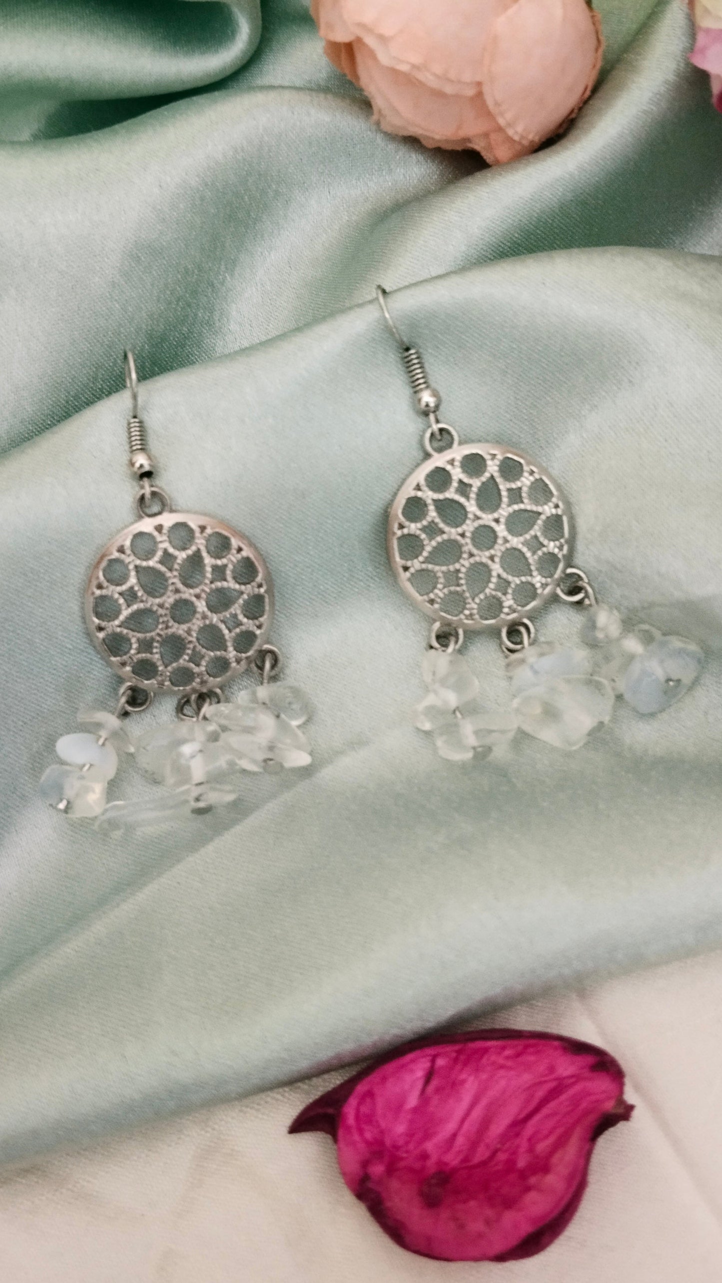 white crystal trendy Hook earring