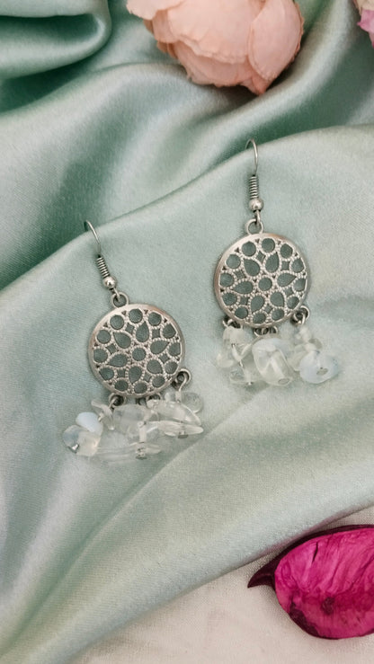 white crystal trendy Hook earring