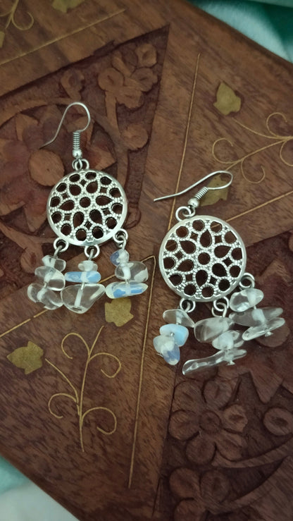 white crystal trendy Hook earring