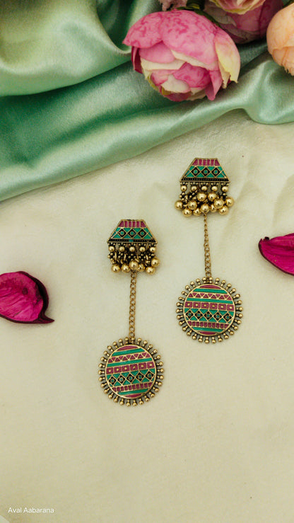 Embellished  trendy antique tone Indo western earring