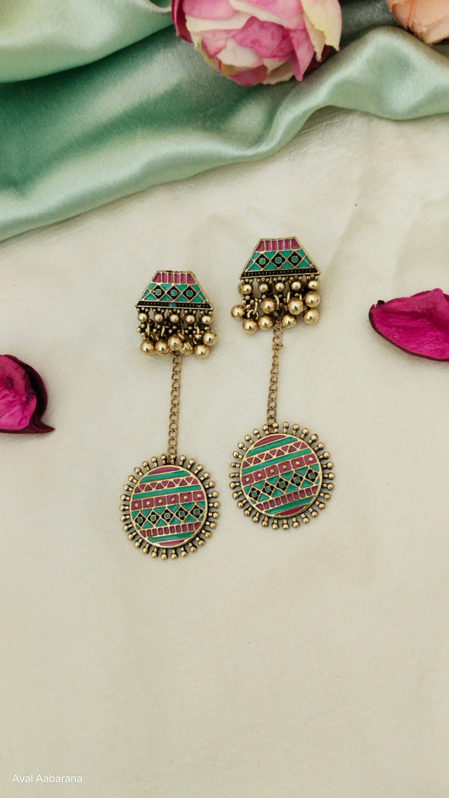 Embellished  trendy antique tone Indo western earring