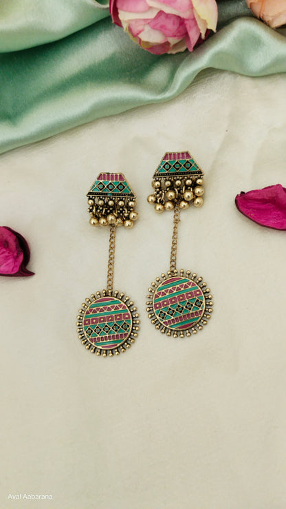 Embellished  trendy antique tone Indo western earring