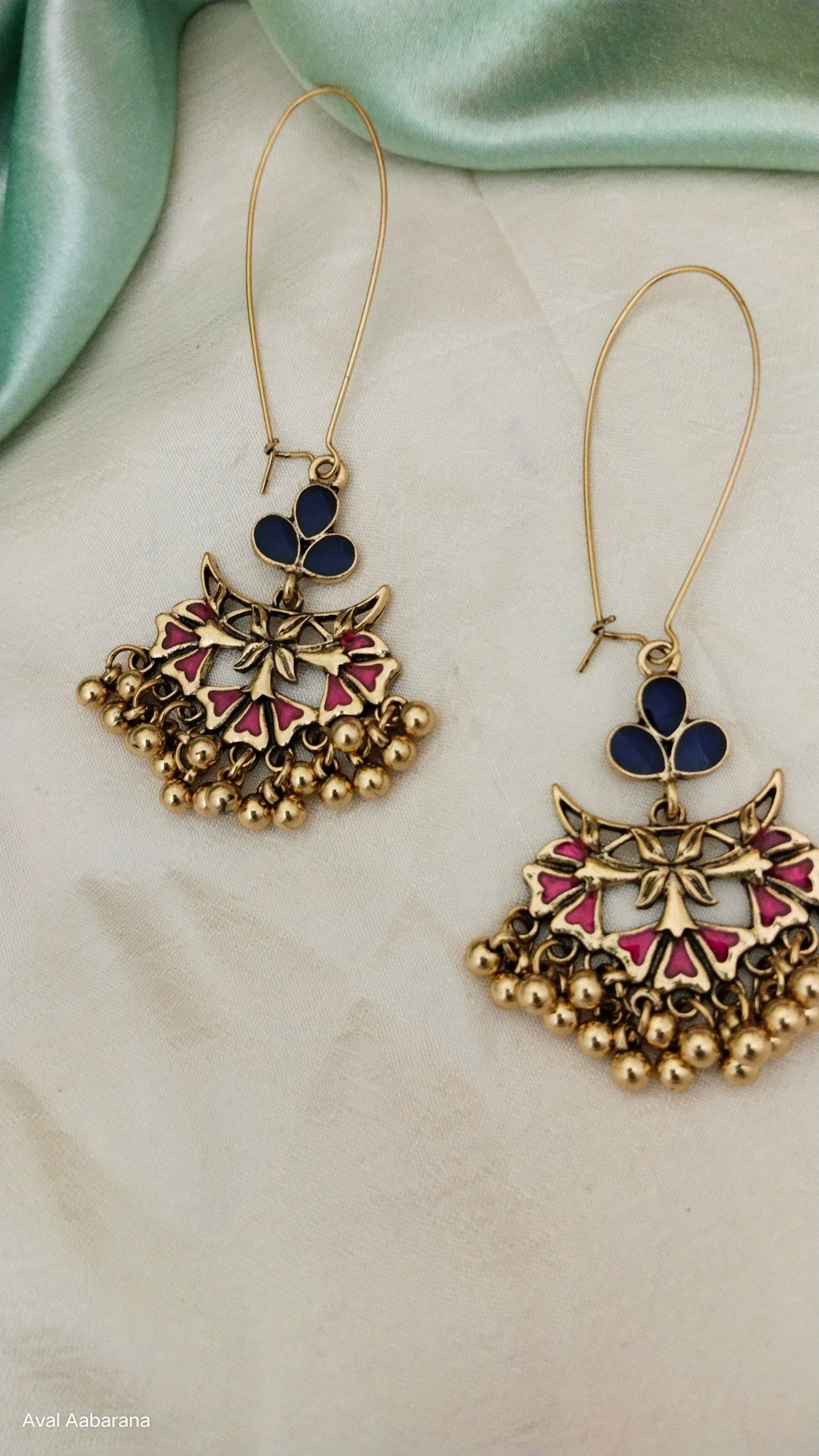 Branded quality enameled long hook earrings