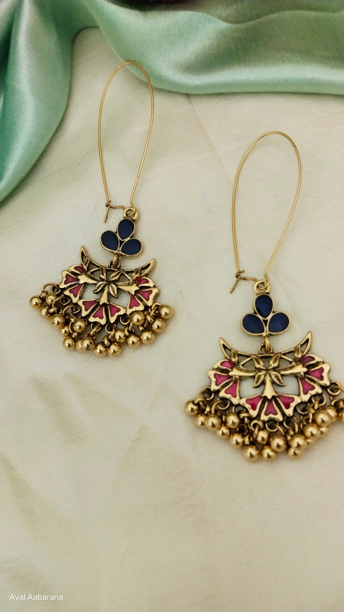 Branded quality enameled long hook earrings