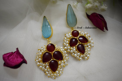 ABE0008 Exclusive flower shaped pearl adorned Earring