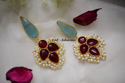 ABE0008 Exclusive flower shaped pearl adorned Earring