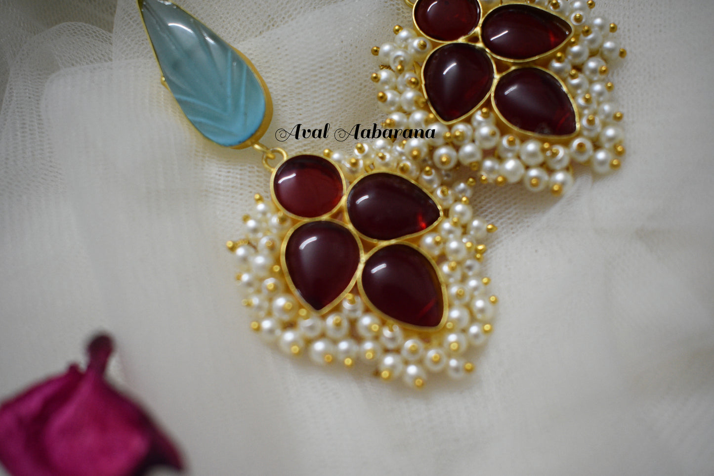 ABE0008 Exclusive flower shaped pearl adorned Earring