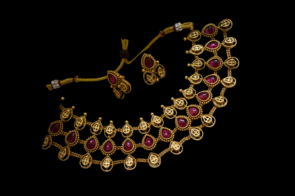 ATN0003  Kemp stone 3 layer Choker Necklace set