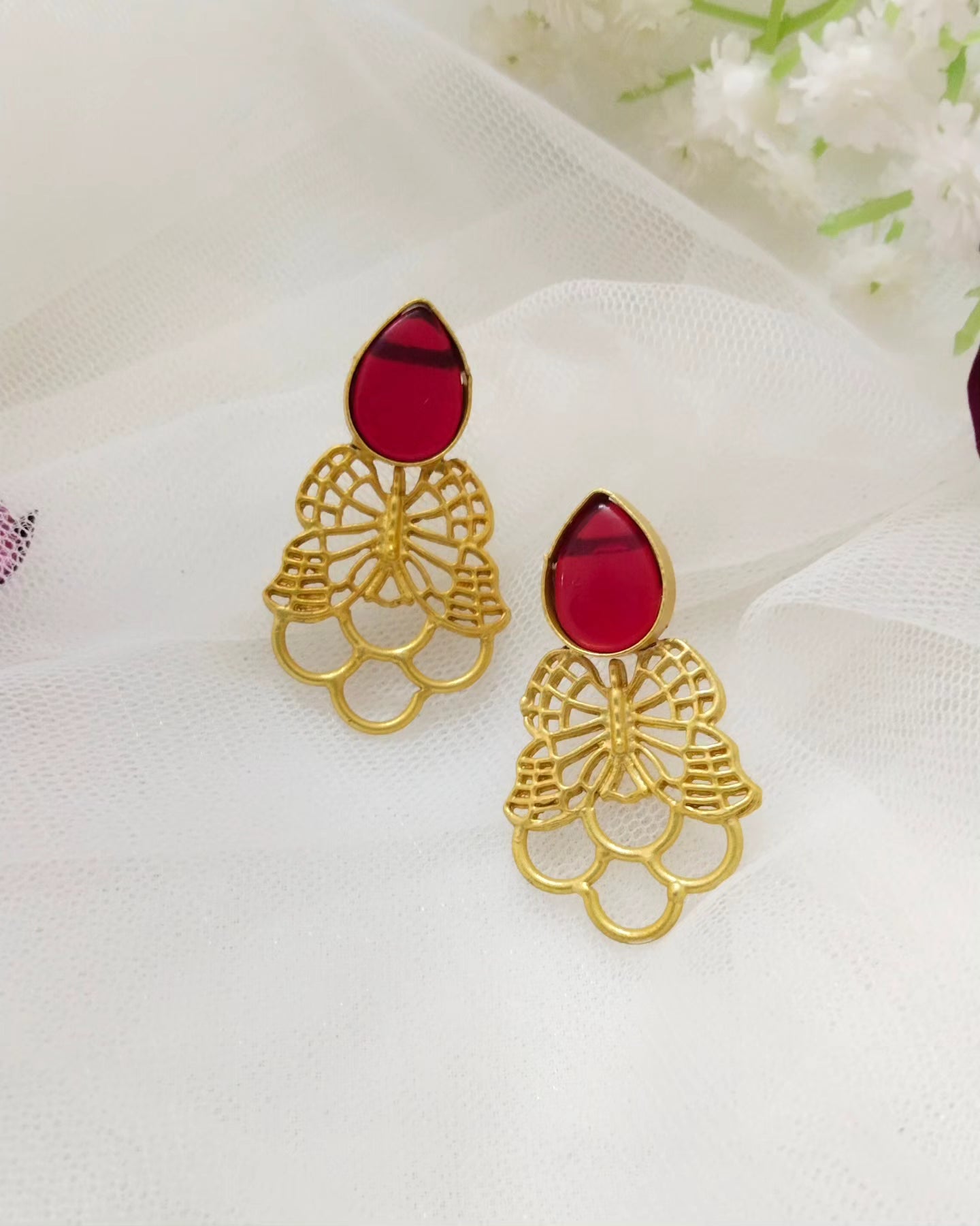 Pretty Butterfly Brass earrings