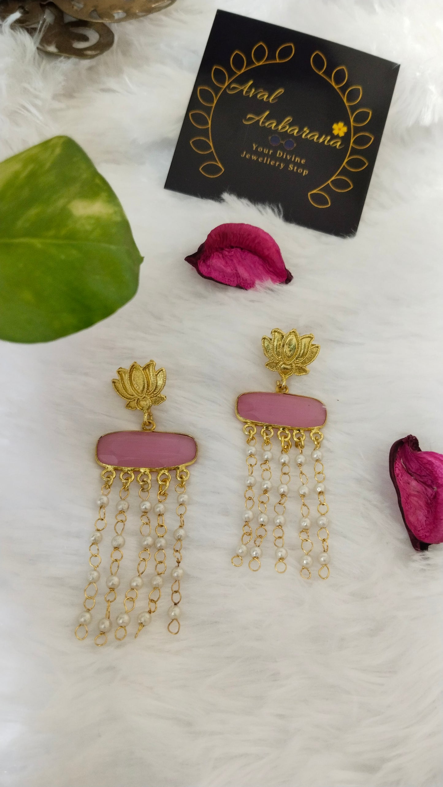 Tamara Brass earrings with pearl adorned