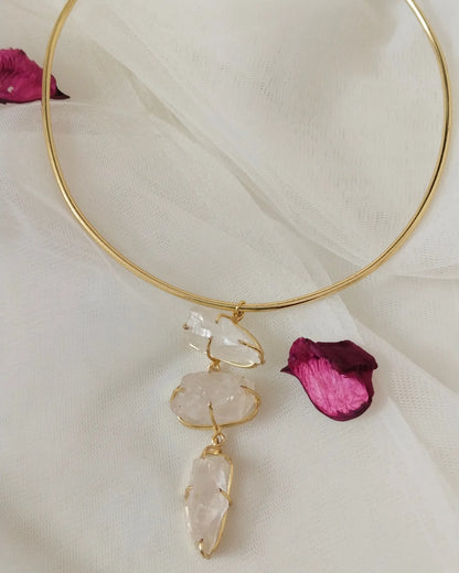 BH001 White raw stone Hasli choker