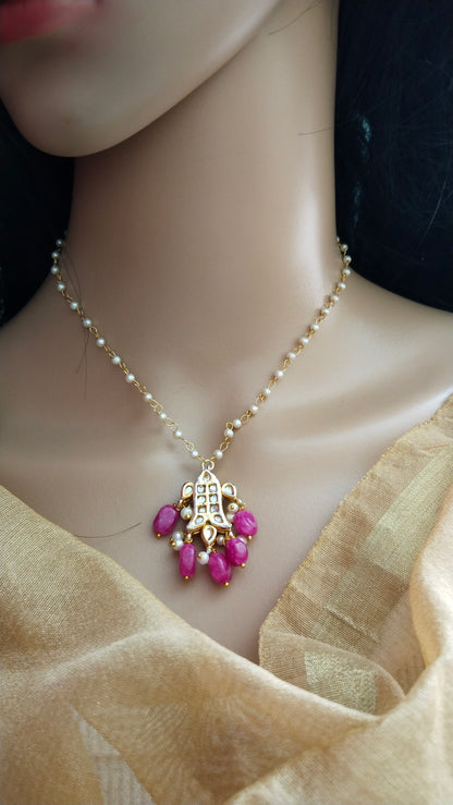 Kids Pretty meenakari & kundan pendant chain