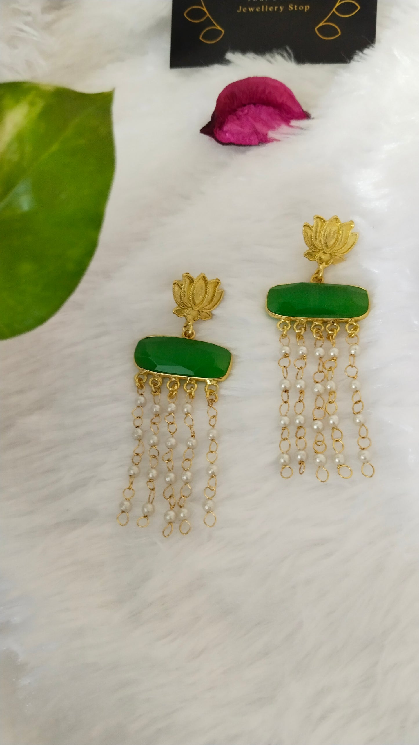 Tamara Brass earrings with pearl adorned
