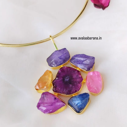 Multicolour  Raw stone Elegant Husli choker