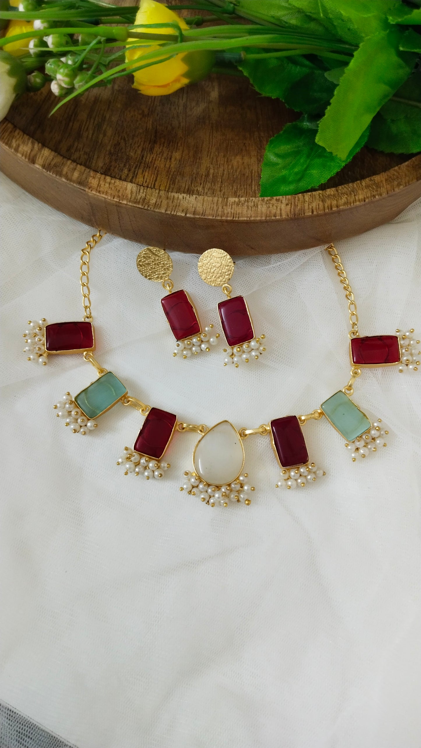 Monalisa rectangle stone neckwears ABN05