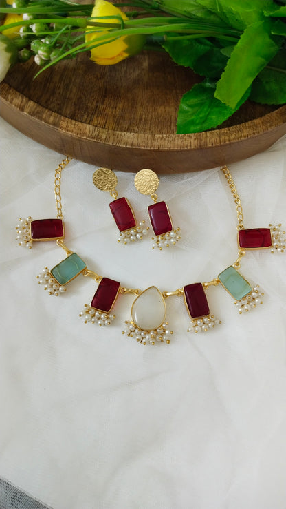 Monalisa rectangle stone neckwears ABN05