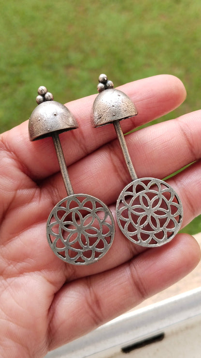 SR15 Unique shaped self designed Silver Replica Earrings