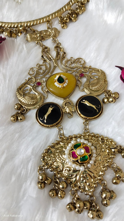 Contemporary Royal Sabyasachi  inspired Hasli choker necklace with earring