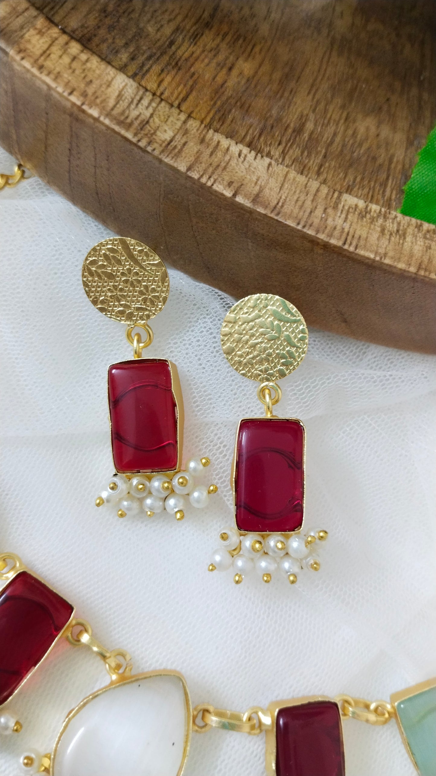Monalisa rectangle stone neckwears ABN05