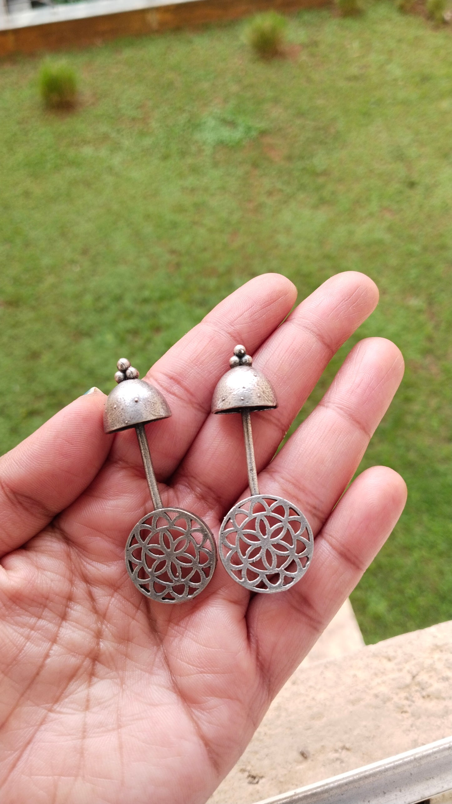 SR15 Unique shaped self designed Silver Replica Earrings