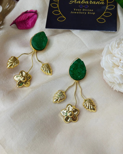 Unique  Brass with sugar druzy stone earrings