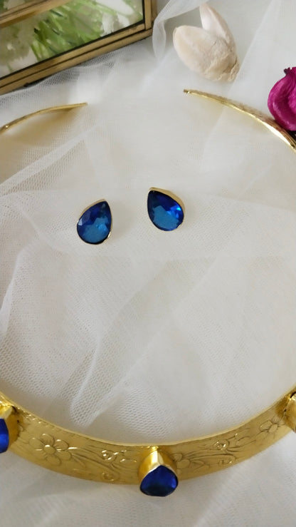 The statement Bold Hasli necklace set ( Royal blue & Red/