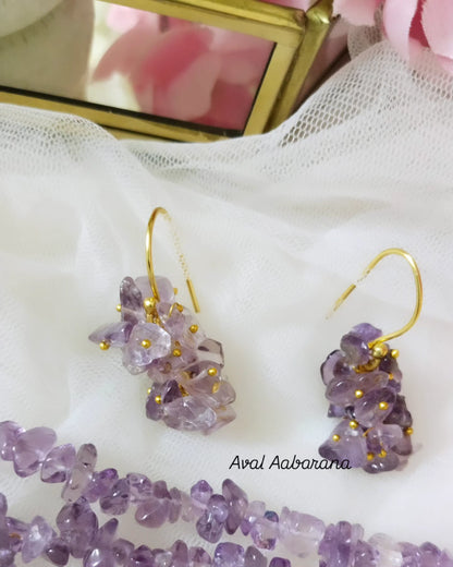 Agate crystal 3 layer choker with hook earring