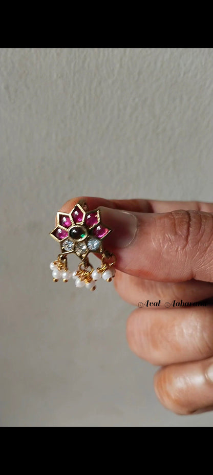 Pink with green & Pink with white Bugadi Earring