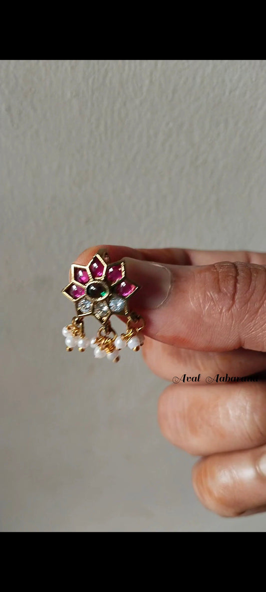 Pink with green & Pink with white Bugadi Earring