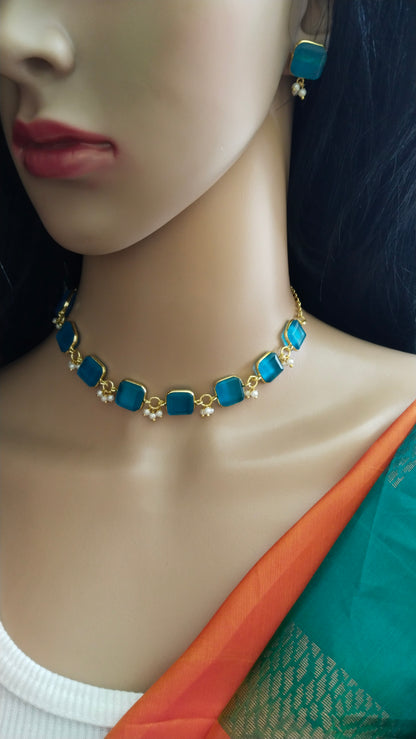 Elegant blue brass Neckwear adorned with pearl