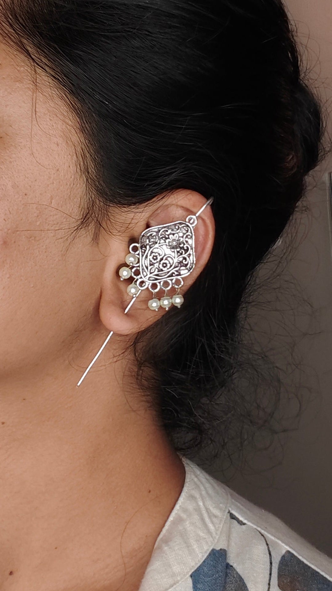 Saraarjun-Silver Replica Ear cuff