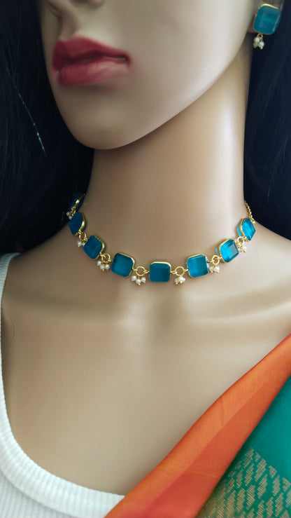 Elegant blue brass Neckwear adorned with pearl