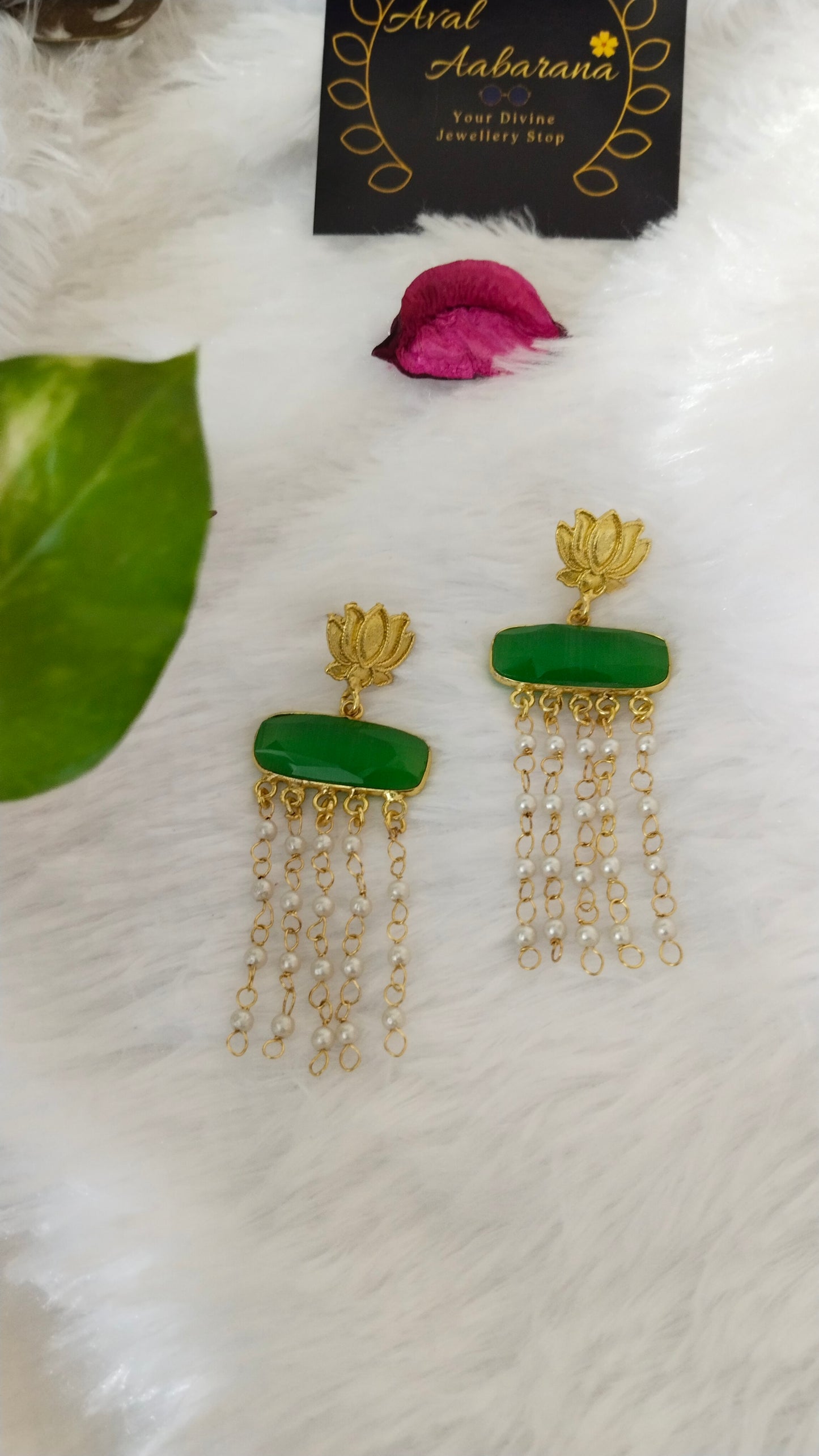 Tamara Brass earrings with pearl adorned