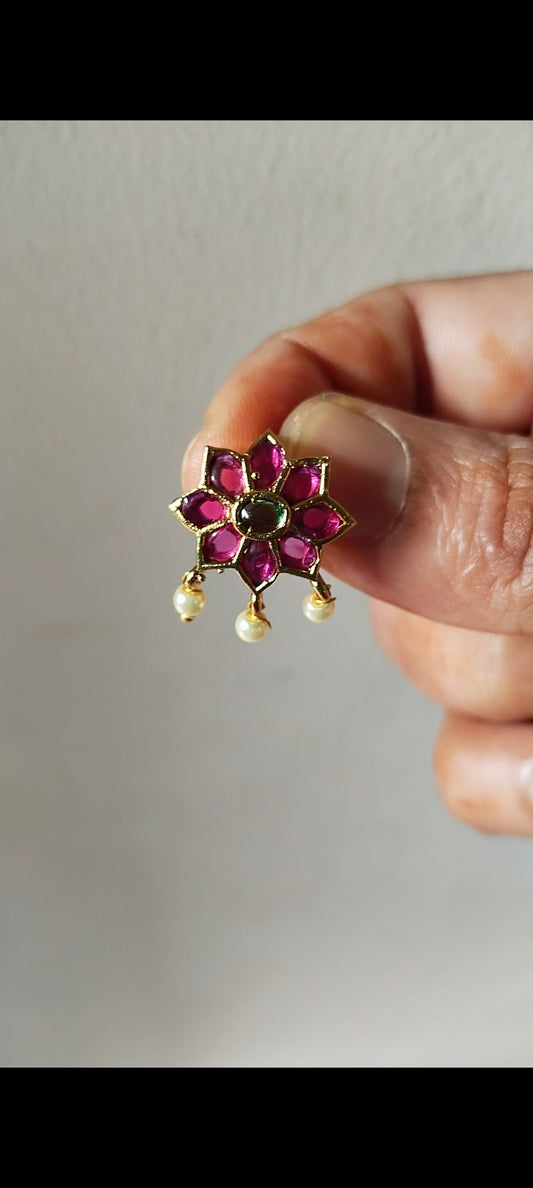 Pink with green & Pink with white Bugadi Earring