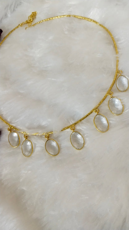 Beautiful White stone charm Hasli choker