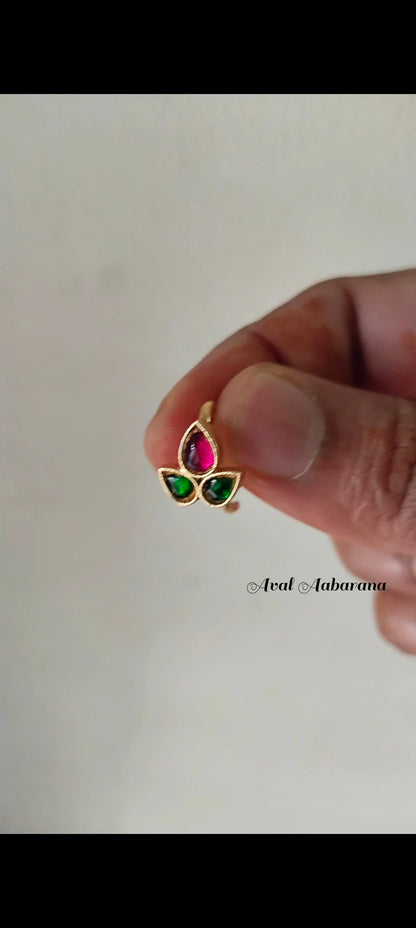Butterfly & Petal  Brass with Jadau stone Bugadi Earring