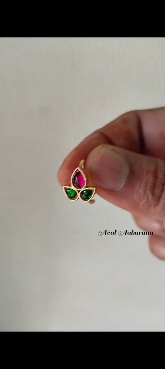 Butterfly & Petal  Brass with Jadau stone Bugadi Earring
