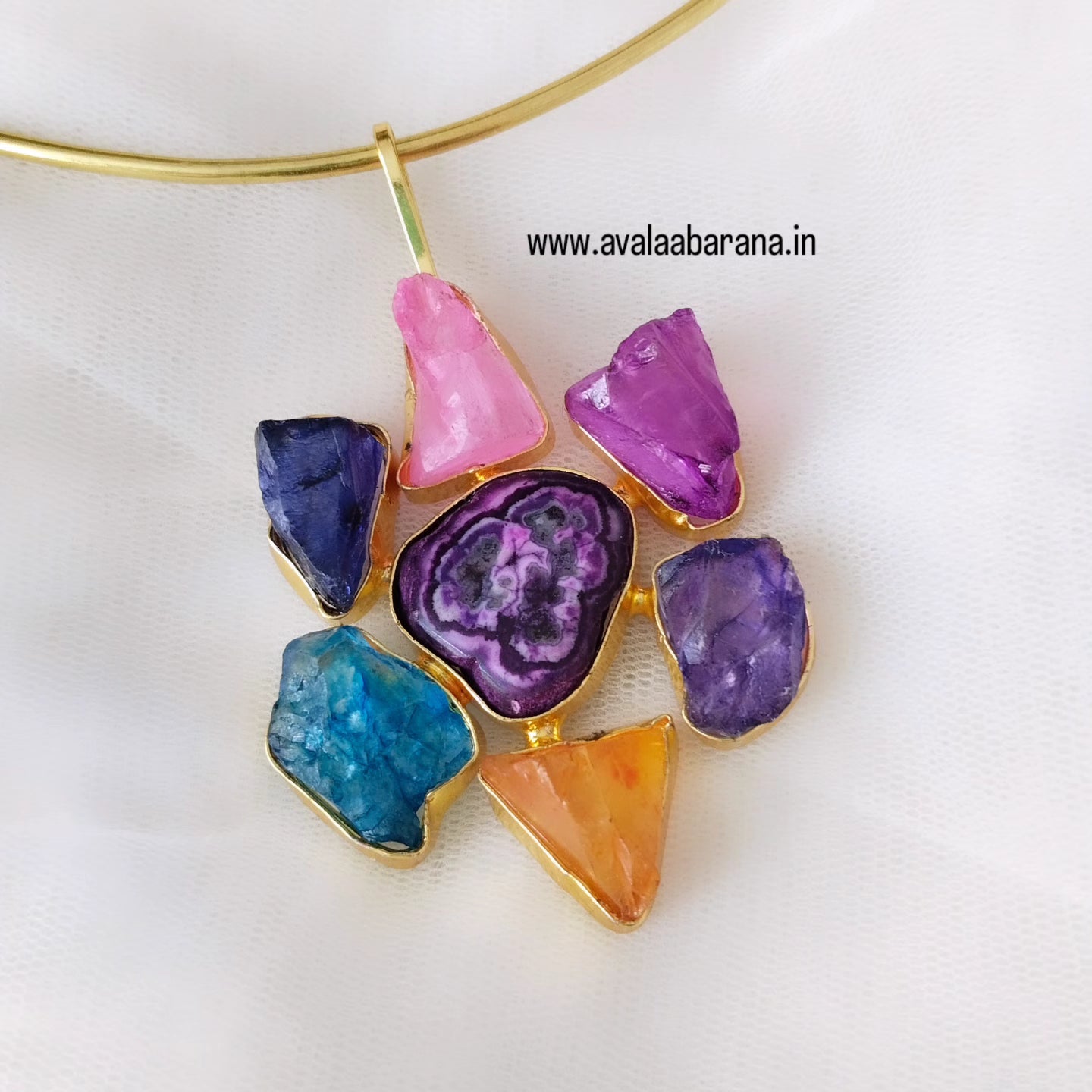 Multicolour  Raw stone Elegant Husli choker