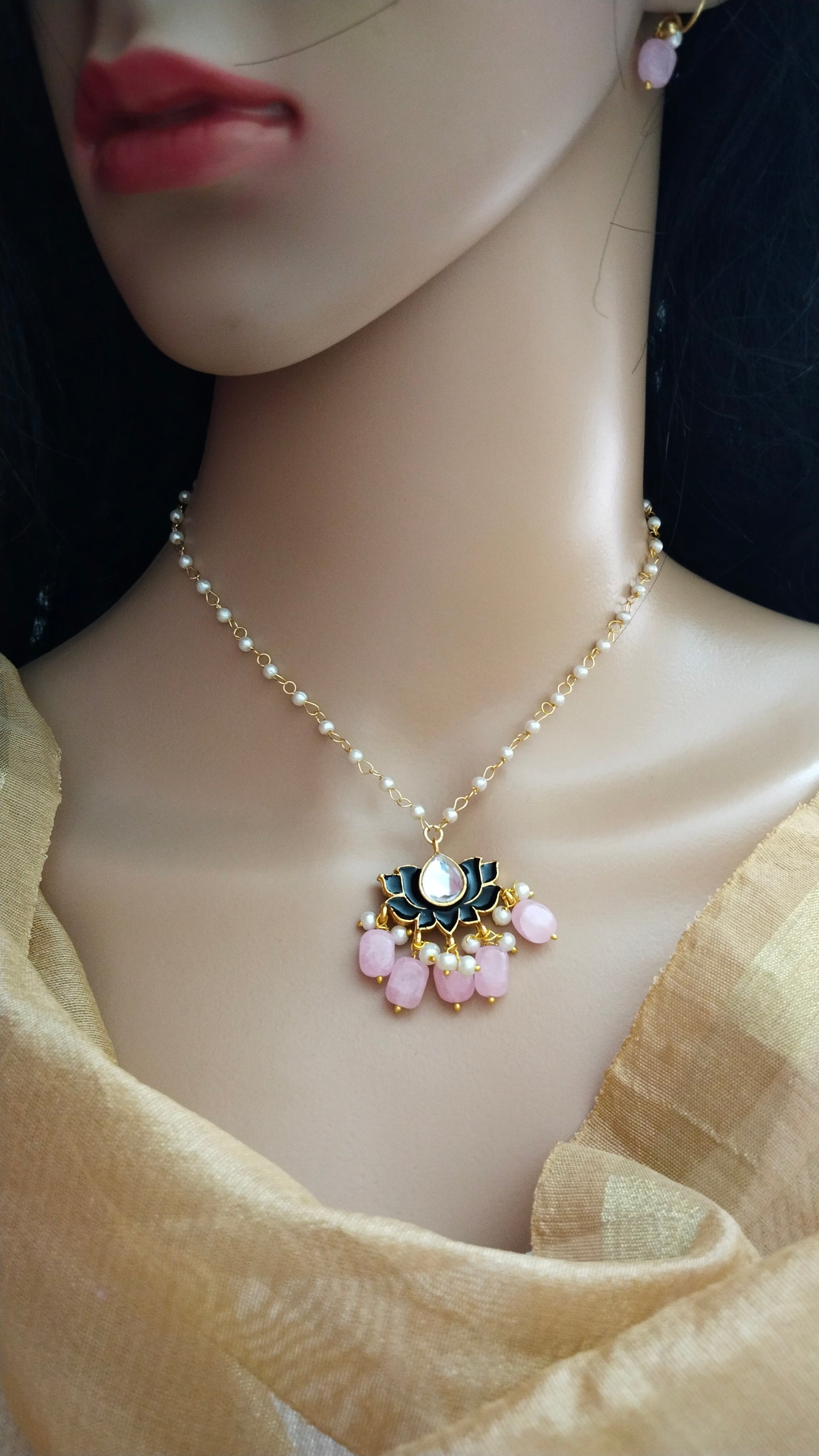 Kids Pretty meenakari & kundan pendant chain