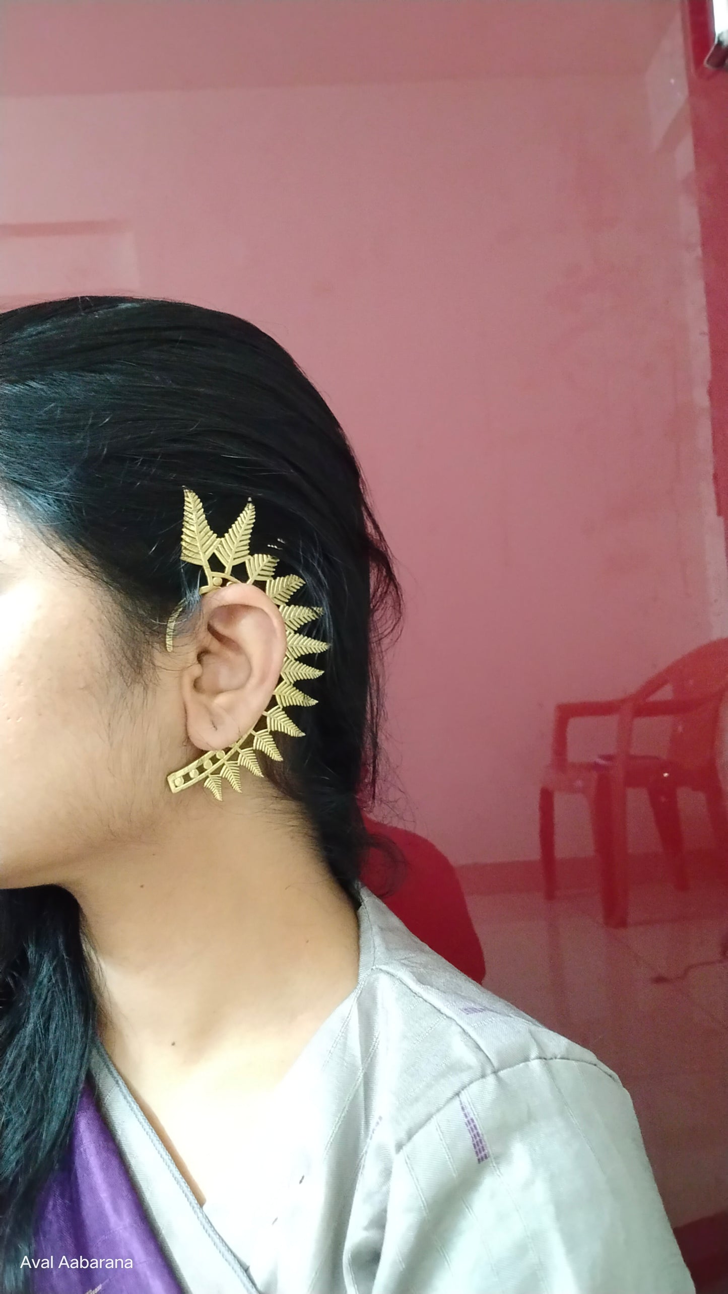 Navya Nair Inspired Ear Cuffs in gold & Silver Tone